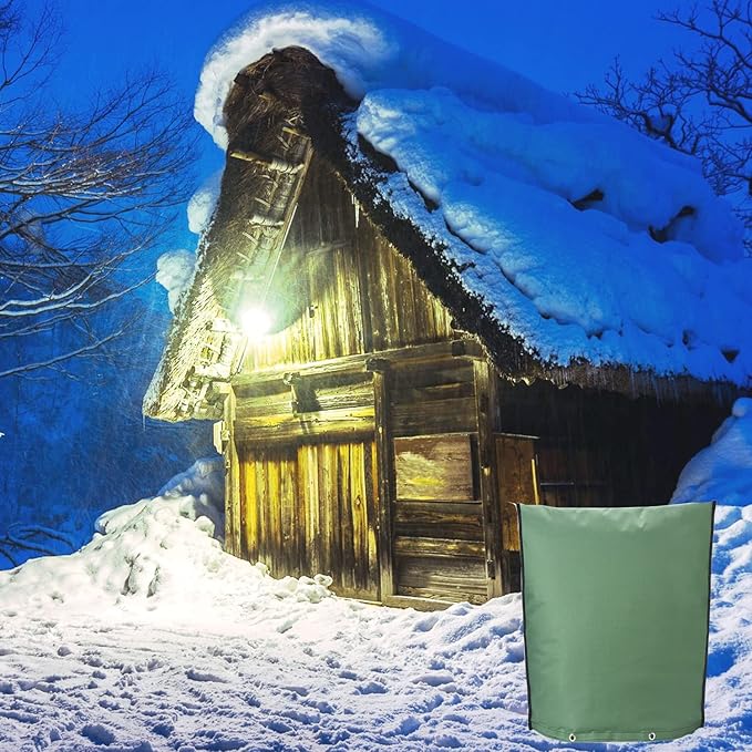 Outdoor Backflow Preventer Insulation Cover，Insulated Pouch for Winter Pipe Freeze Protection Sprinkler Valves in Snow or Sun Exposure, Waterproof Sprinkler Valve System Cover (16 " W x 20 " H, Green)