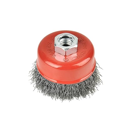 4PCS 3 Inch Carbon Steel Crimped Wire Wheel Cup Brush Set for Grinders, Coarse Crimped with 5/8-Inch-11 Threaded Arbor, Max RPM 12,500, Light-Duty Conditioning for Metal, Rust Removal, Abrasives