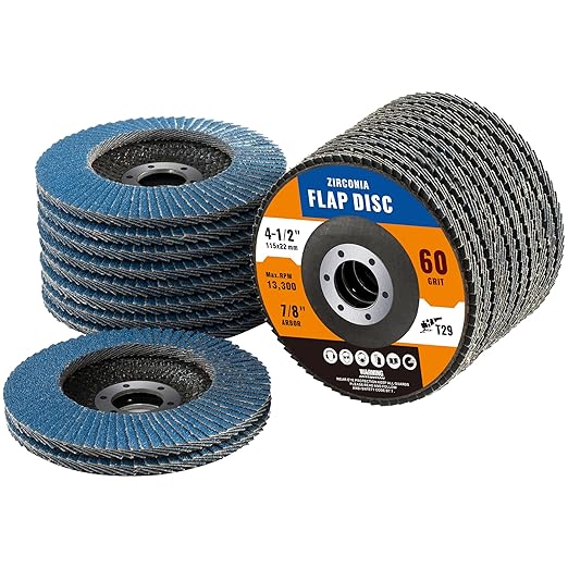 20 Pack Zirconia Flap Discs 4 1/2 for Angle Grinder 60 Grit 7/8” Arbor Flapper Wheel for Rust Removal, Sanding and Finishing, T29