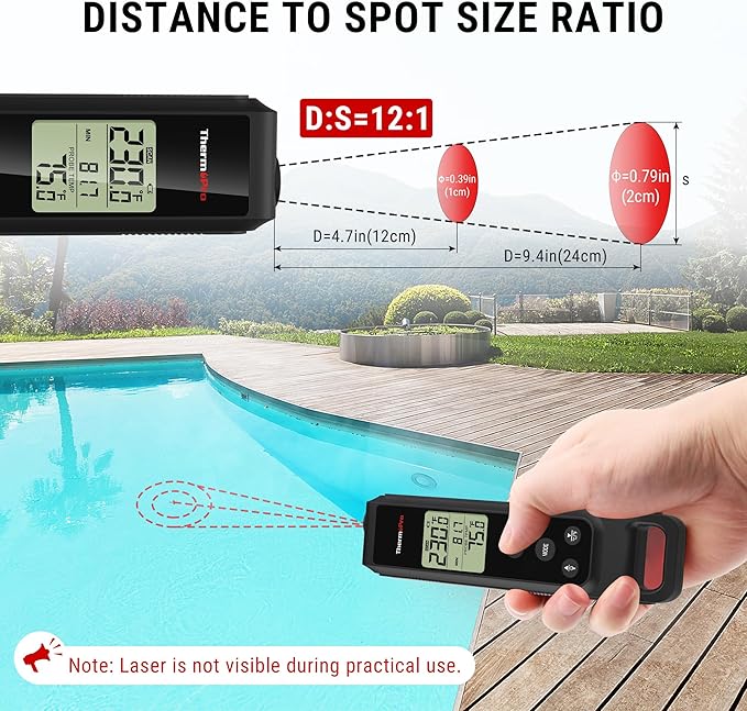 ThermoPro TP420 2-in-1 Instant Read Thermometer for Cooking, Infrared Thermometer Cooking Thermometer with Meat Probe, Non-Contact Laser Meat Thermometer for Griddle Grill Pizza Oven HVAC Pool, Black