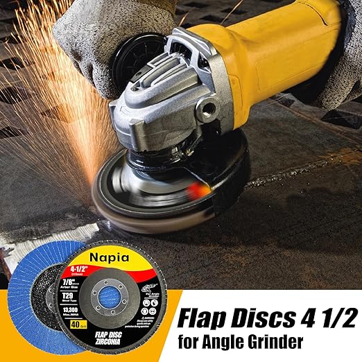 Flap Discs 4 1/2" for Angle Grinder Sanding-Disc - Napia 4 1/2 Flap Disc 40 Grit T29 Zirconia Grinding Wheel, 7/8 Inch Grinding Wheels 4 1/2 inch for Metal, Wood, Stainless Steel Finishing- 40 Pack