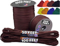 BORED? PARACORD! 550 lb Paracord - Ideal for Crafting, Camping, DIY Projects, Active & Military Outdoors - Strong Survival Rope - Tactical Parachute Cord Type III - Chocolate Brown 250 Feet