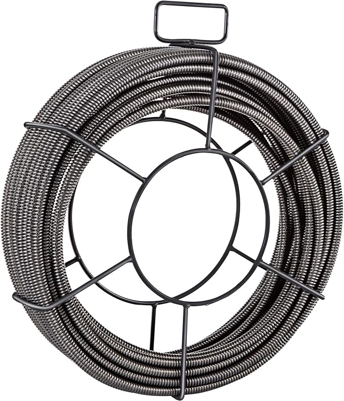 VEVOR Drain Cleaning Cable 50ft x 1/2 inch Solid Core Cable Sewer Cable, Drain Auger Cable Cleaner, Snake Clog Pipe Drain Cleaning Cable W/Four Shapes of Cutters