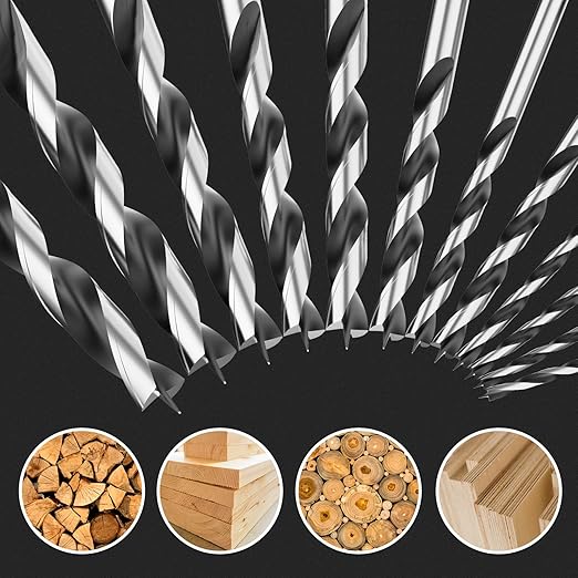 1/2" Brad Point Wood Drill Bit Set, 4Pcs Drill Bit Set with Double Flutes Design for Carpenter Woodworking and All Types of Wood
