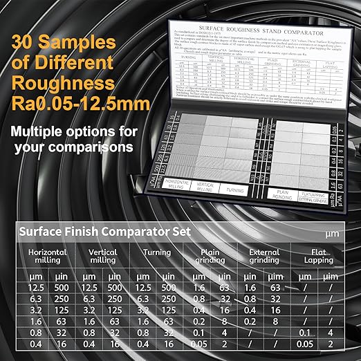 30PCS Surface Roughness Comparator,Surface Finish Comparator Set,Roughness Test Block Ra0.05-12.5mm Microfinish Comparator for Machinery Manufacturing Lathe Teaching