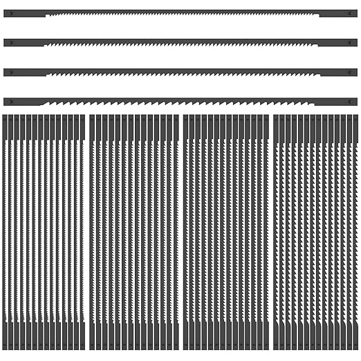 60Pcs Coping Saw Blades Set, 6-1/2-Inch Long Between Pins, Sturdy Wood Cutting Saw Blades Kit (15 TPI, 18 TPI, 24 TPI) High-Carbon Steel Pin End Scroll Saw Blade Assortment (60,10/15/18/24)