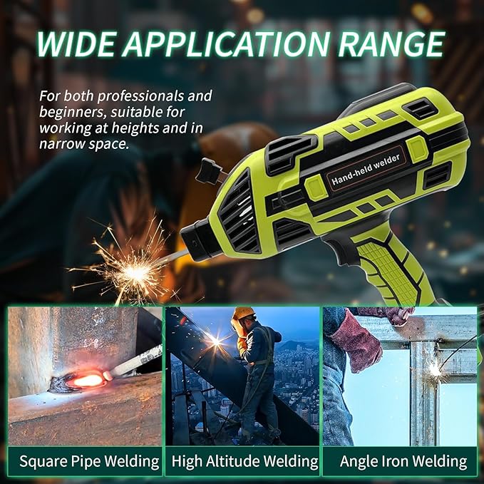 Portable Welding Machine Handheld Welder: IGBT Inverter Hand Held ARC Welder Gun with 6 Variable Current Adjustment - Welder Machine 110v Electric Welding Equipment for 3/32"-1/8" Wire Rods (Green)