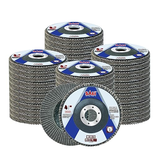 Sali 48 Pack Flap Disc 80 Grit 4.5" x 7/8-Inch Sanding Disc Bevel Type #29 Premium and Industrial Grade Angle Grinder Grinding Wheel High Performance Edge Grinding