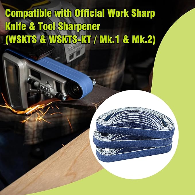 1/2 x 12 Inch Knife Sharpener Sanding Belts, 80 Coarse Grit Zirconia Replacement Sharpening Belt Kit for Official Work Sharp (WSKTS & WSKTS-KT/Mk.1 & Mk.2) Knife & Tool Sharpener, 30 Pcs