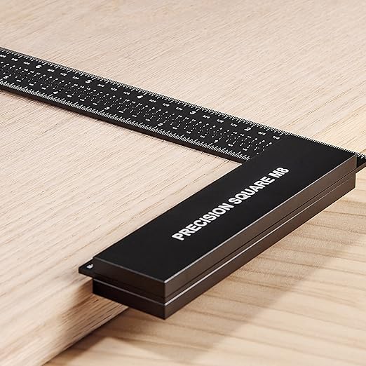 Precision Square Ruler for Measuring and Marking - Aluminum Steel Framing Tool for Professional Carpentry Use (Inch Set - 4 & 12)