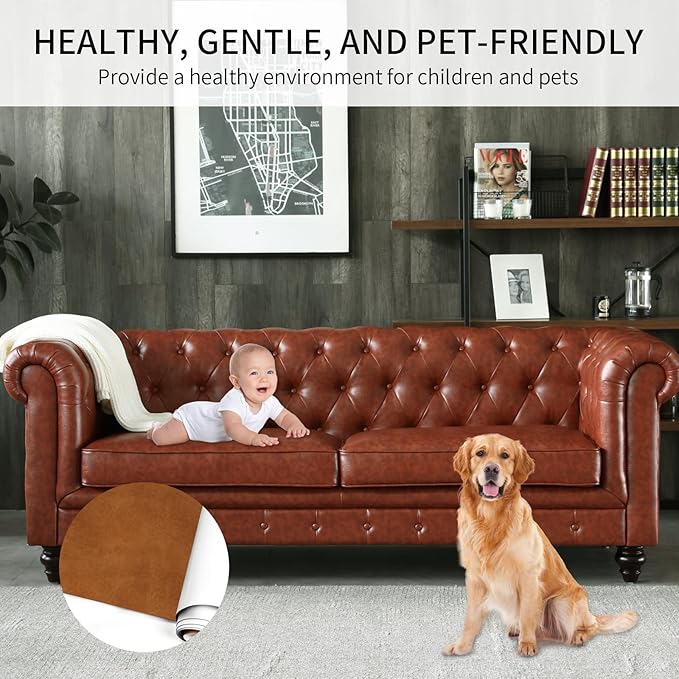 Leather Repair Patch Leather Repair Tape Self-Adhesive Cuttable Vinyl Leather Repair Kit for Couches Sofa Car Seat Furniture Cabinets Chair (Brown, 17.3 X 78.7 inch)