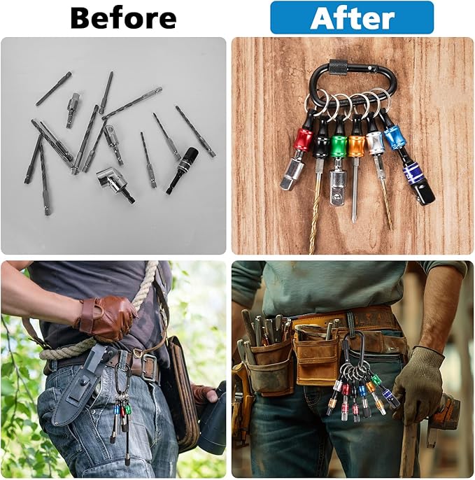 Bit Holder Keychain 24pc Bit Holder 1/4 inch Hex Shank Screwdriver Bits Holder Extension Bar Keychain Screw Adapter Drill Change Hand-held Screwdrivers Drill Bits Holder Portable
