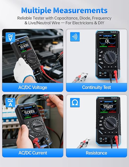 FNIRSI DST-210 Handheld Oscilloscope 10MHz Bandwidth, 19999 Counts, Digital Oscilloscope Multimeter DDS Generator 3IN1, 48MS/s Sampling Rate, AC/DC Voltage Current, Capacitor, Resistor, Diode Test