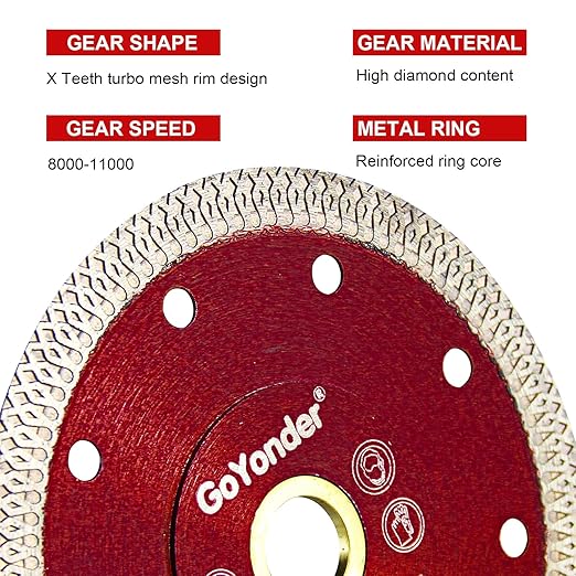 GoYonder 4 Inch Super Thin Diamond Tile Saw Blade for Angle Grinder, Dry Wet Cutting of Ceramic Tile, Concrete, Granite