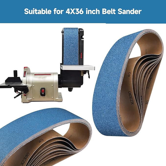 10-Piece 4 x 36 Inch 100 Grit Zirconia Sanding Belts, Heavy Duty Long-lasting Sanding Bands for Belt Sander, Rust Paint Removal, Wood Metal Grinding and Finishing