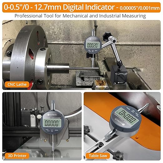 Neoteck DTI Digital Dial Indicator 0.5 inch/12.7mm, High Resolution: 0.00005 inch/ 0.001mm, Digital Probe Indicator Dial Test Gauge