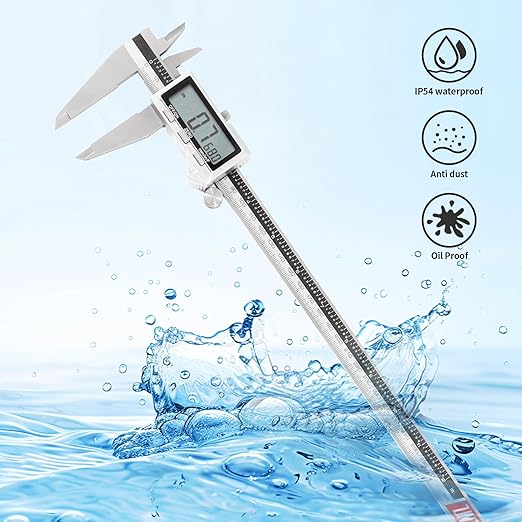 12 Inch Digital Caliper, 150mm Calipers Measuring Tool with Stainless Steel, IP54 Splash Proof Protection Design