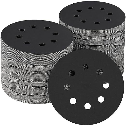 100PCS 5 inch Silicon Carbide Sanding Discs 320 Grit, Wet Dry Orbital 5 Sander Hook and Loop Sandpaper Disc, Best for Metal,Automotive,Wood Polishing