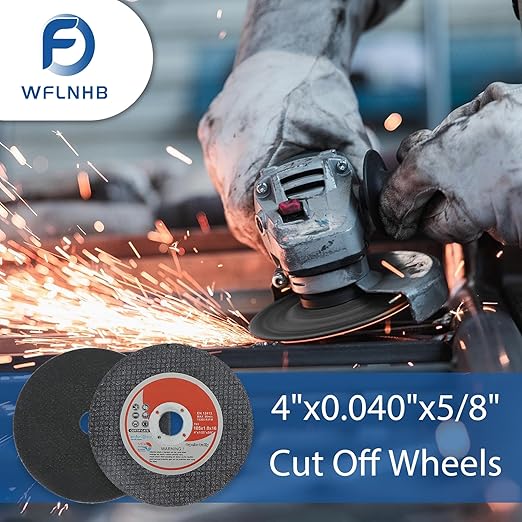 WFLNHB 100 Pack 4 Inch x 0.040 Inch x 5/8 Inch Metal and Stainless Steel Cut Off Wheels Fit for Angle Grinders