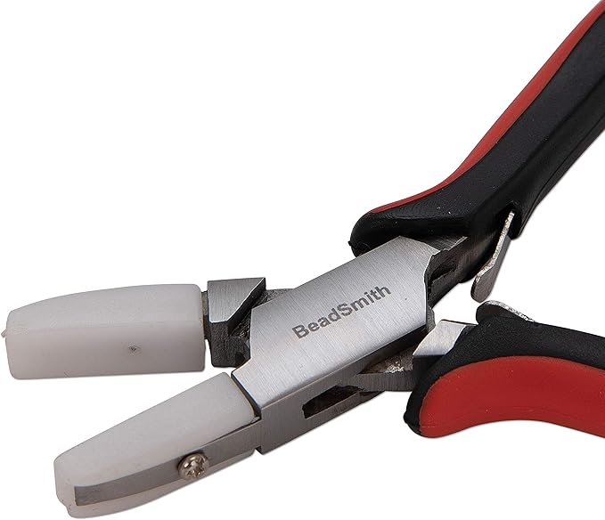 The Beadsmith Flat Nylon Jaw Pliers – Fine Tips – 5 inches (127mm) – Ergonomic Handle with Double Leaf Springs – Jewelry Making Tool for Creating Bracelets, Earrings and Necklaces