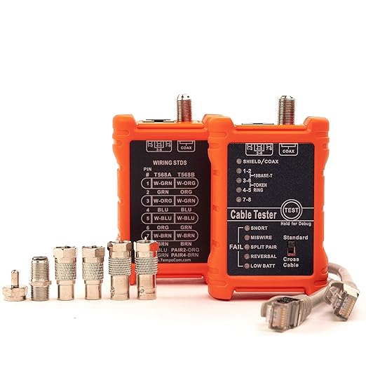 TEMPO Communications PA1594 Network Cable Tester | LAN & AV Cable Continuity Tester | 8-Way RJ45, UTP, STP, Coaxial Cables