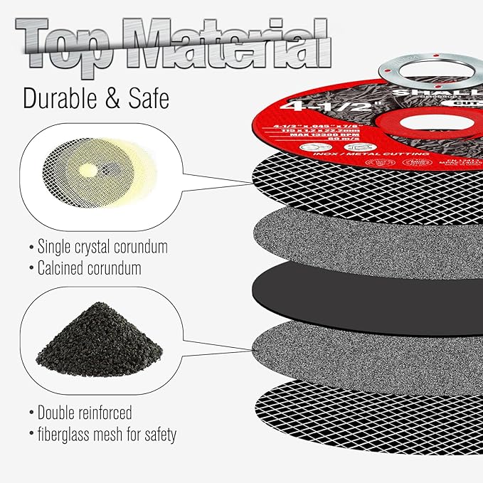 SHALL 50-Pack Cut Off Wheels 4 1/2 x 7/8 Inch, Cutting Wheel with Pouch for Angle Grinder, 4.5” Metal & Stainless Steel Fast Cutting Disc, Grinder Wheel for General Purpose Metal Cutting