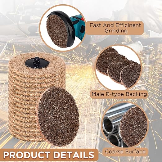 50 Pcs 3 Inch Sanding Discs Quick Change Sanding Discs Nylon Surface Conditioning Grinder Wheels for Angle Grinder, Stock and Rust Removal, Grinding, Deburring(Khaki)