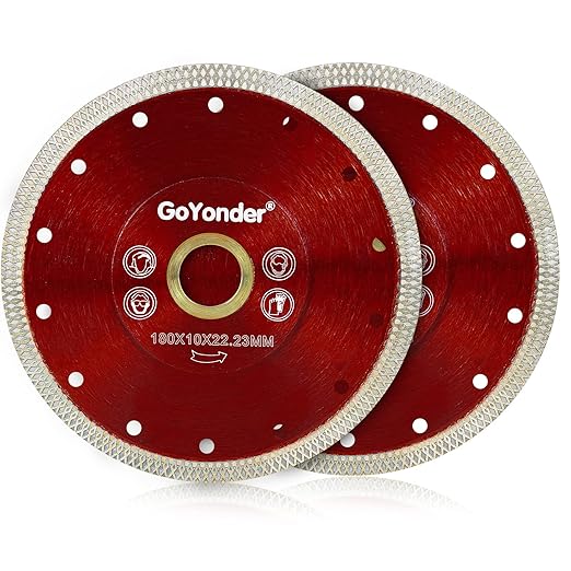 GoYonder Super Thin 7" Diamond Saw Blade for Cutting Porcelain Tiles, Granite - 180mm Angle Grinder Blade (7in (180mm)-Red 2PCS)