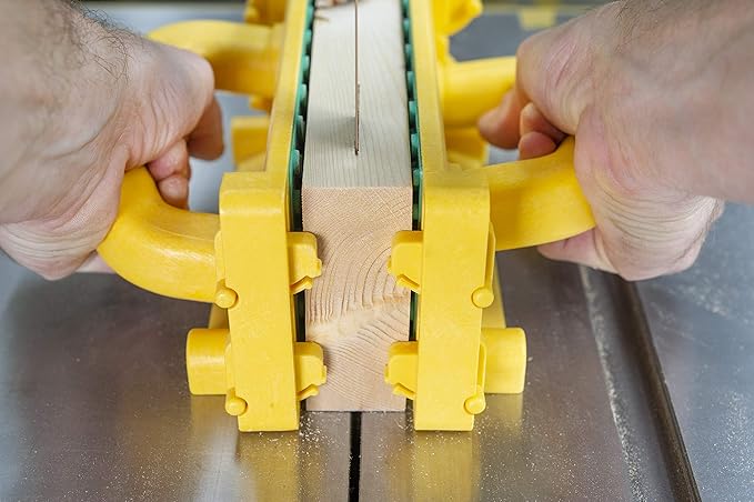 MICROJIG - GRR-RIP BLOCK Smart Push Block for Router Table, Jointer, Band Saws, and Table Saws, Includes 4 Auto-Drop Smart Heels, Extreme Grip, GB-1, Yellow/Green