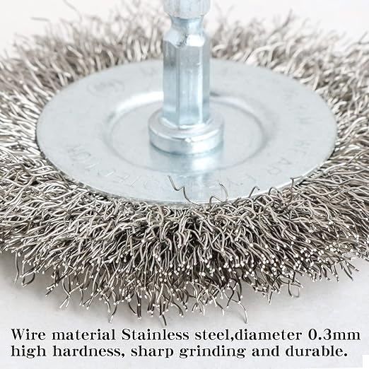 4pcs 3 Inch Stainless Steel Wire Wheel Brushes Kit for Drill with 1/4-Inch Hex Shank (4)