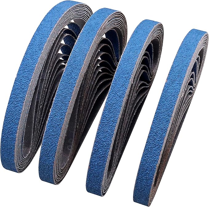1/2 x 18 Inch Zirconia Sanding Belts for Metal, 80 Grit 1/2 x 18 Sander Belt for Air Belt Sander, Zirconia Metal Grinding Sand Paper for Knife Blade Sharpening, Metal Polishing, Derusting, 40Pcs