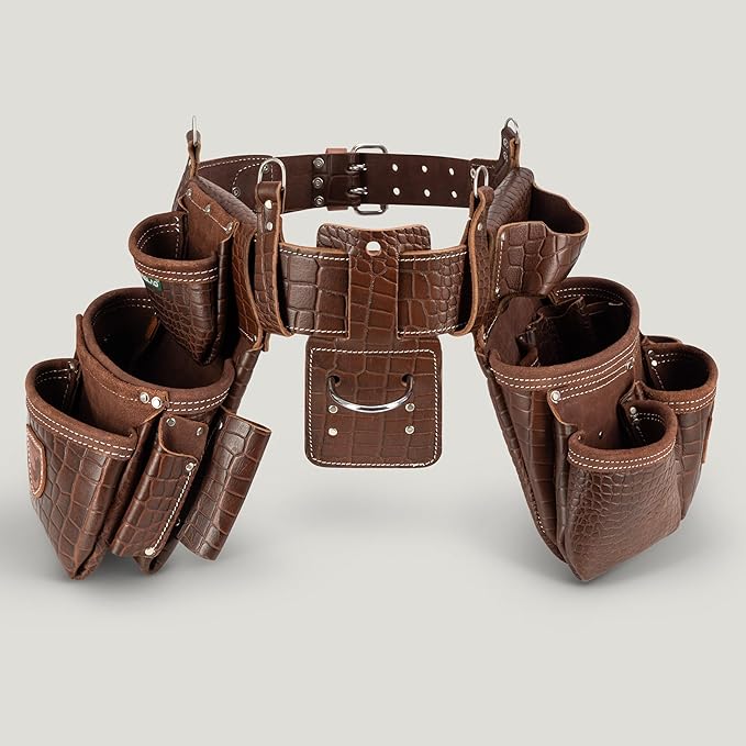 STRONGLAD Leather Carpenter Tool Belt - Top-Grain with 21 Pockets-Heavy Duty Framing Tool Belt & Carpenter Bags for Construction PR1000