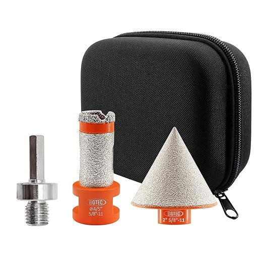 Diamond Core Drill Bit Kit BGTEC Diamond Hole Saw Tile Cutter for Porcelain Tile Ceramic Marble Brick, 5/8"-11 Thread 20mm+0-20mm Diamond Chamfer Finger Bit+HEX Adapter