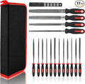 Greywolf 17 pcs File Set, Metal Files, Premium T12 Carbon Steel Flat, Half Round, Round and Triangular Files and 12 pcs Needle Files and Carrying Case for Metalworking and Woodworking