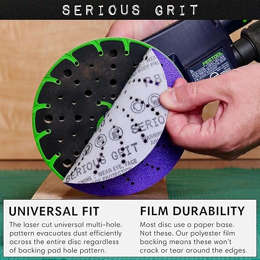 6-Inch 60 Grit Ceramic Multi-Hole Hook & Loop Sanding Discs - Advanced Grain for Fast Cutting & Long Life - Film-Backed Universal Fit Sandpaper for 6-in Sanders - 25 Pack Box
