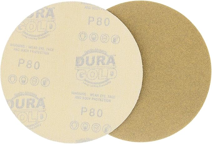 Dura-Gold Premium 6 Inch Hook and Loop Sanding Discs, 80 Grit, 50-Pack, Automotive Sandpaper Discs, Medium Cut Sand Paper