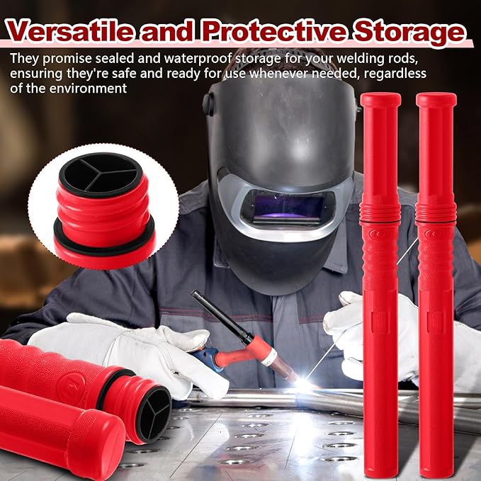 Tandefio 4 Pcs Welding Rod Storage Tube 40 Inch Tig Rod Storage Canisters Welding Electrode Holder Airproof Waterproof Container(Red)
