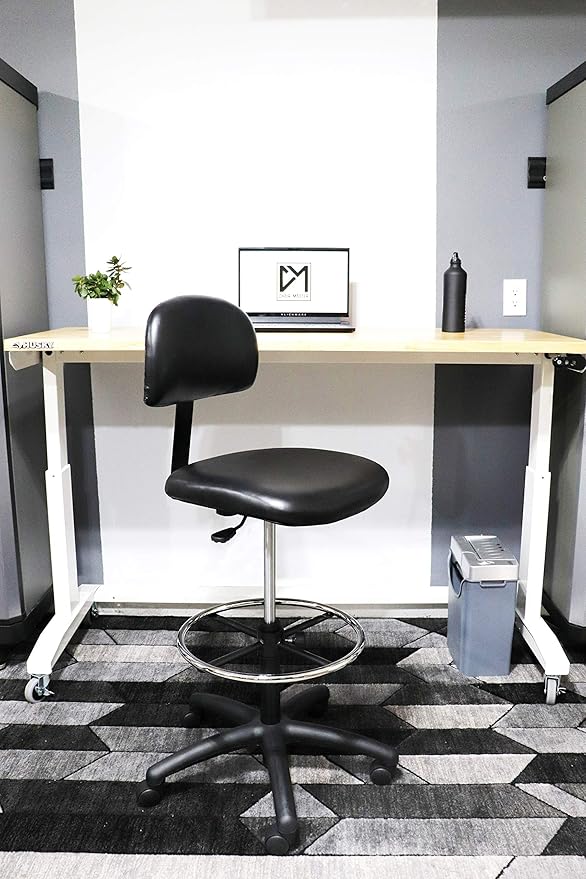 Chair Master - Tall Bench Height Task Chair for Labs, Exam Rooms, Doctor and Dentist Offices. Easy to Clean! 23"-33" Seat Ht. (Tall Bench Height, Black)