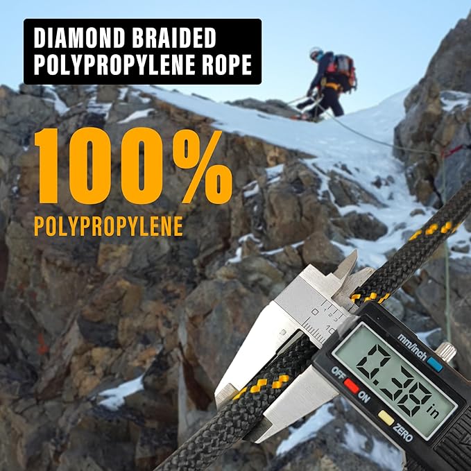 Diamond Braided Polypropylene Rope Nylon Rope Mix Thick Heavy Duty Ropes 3/8 inch 100ft High Strength Perfect for Clothesrope Camping Hiking and Other Outdoor Activities 100ft Blue