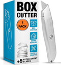 INTERNET'S BEST Premium Utility Knife | Retractable Box Cutter with Metal Handle | Heavy-Duty Cutting for Cardboard, Carpet, Plastic | Retractable Blade | Includes 1 Razor Knife & Extra Blades