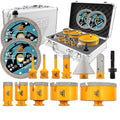 Diamond Tile Hole Saw Kit 14pcs 6/6/8/19/25/35/50/75/102mm Drill Bits & Adapter with 4/5" Finger Bit and 2" Chamfer Bit and 2pcs 4.5 Inch Diamond Blade for Tile Porcelain Ceramic Marble Granite