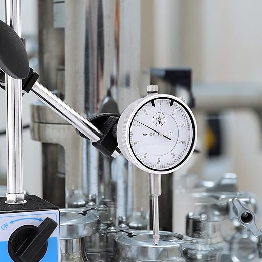 Mornajina Dial Indicator with Magnetic Base 0-1.0" Tester Gage, Dial Test Indicator 0.001" Precision, Magnetic Dial Indicator Base Holder with Fine Adjustment