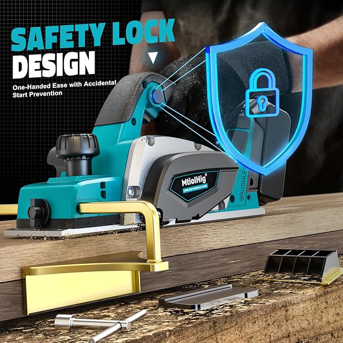 Cordless Electric Hand Planer: 3-1/4-Inch Handheld Planer Compatible with Makita 18V Battery (No Battery) - 15000 RPM Power Wood Planer for Woodworking, Carpentry, and Home DIY