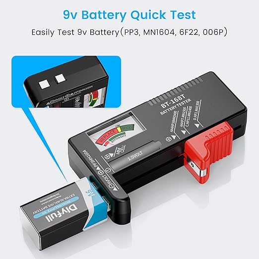 Dlyfull Battery Tester, Universal Battery Testers Small Battery Checker for AAA AA C D 9V 1.5V Button Cell Household Batteries (Magnetic Version)