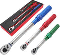 1/4 3/8 1/2-inch Drive Click Torque Wrench, 3Pcs Torque Wrench Set 20-200ft .lb, 10-110ft.lb, 10-170ft.lb ,±3% Accuracy, 72-Tooth Dual Scale Torque Wrenches for Bike, Moto, Car Repair Maintenance