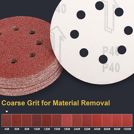 100 PCS 5 Inch Sanding Discs 40 Grit Hook and Loop Adhesive Round Sandpaper for Random Orbital Sander