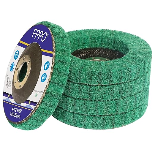 5Pcs 4.5" x 7/8" Nylon Fiber Flap Disc Polishing Grinding Wheel,Scouring pad Buffing Wheel for Angle Grinder, Polishing Tools,Abrasive disks for Power-Operated Grinders (Grit 180)
