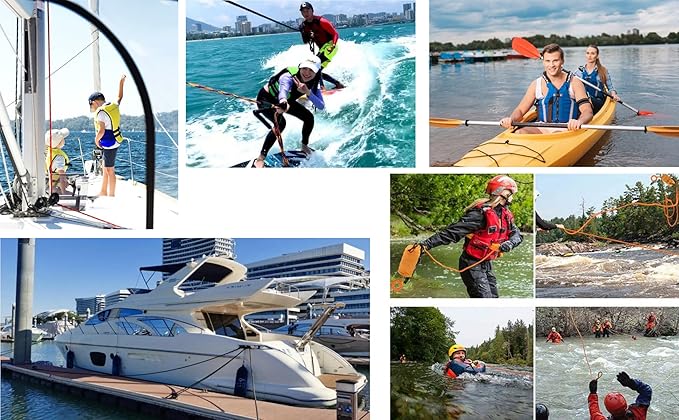 1/2 in x 16 ft Boat Marine Rope for Canyoneering, Floating, Fishing, Rafting, Camping, Hiking, Hunting, Anchor, Arborist Tree, Rafting, Rescue, Knotting Practice Nylon/Polyester White