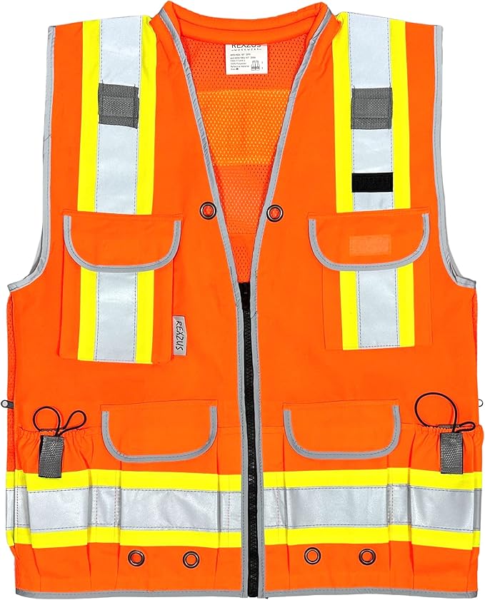 A Reflective Safety Vest For men Class 2 Heavy Woven Two Tone Engineer Hi Viz Safety Vest 3M Tape