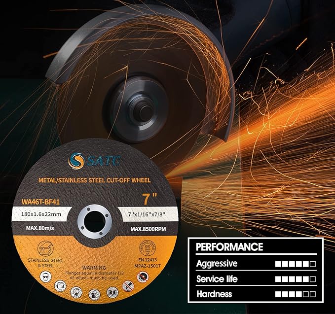 S SATC 7" Cutting Wheel 25 PCS Metal Cutting Blade 7 x 1/16 x 7/8 inch Cutting Disc Die Grinder Disc Fits Angle Grinder Air Tool
